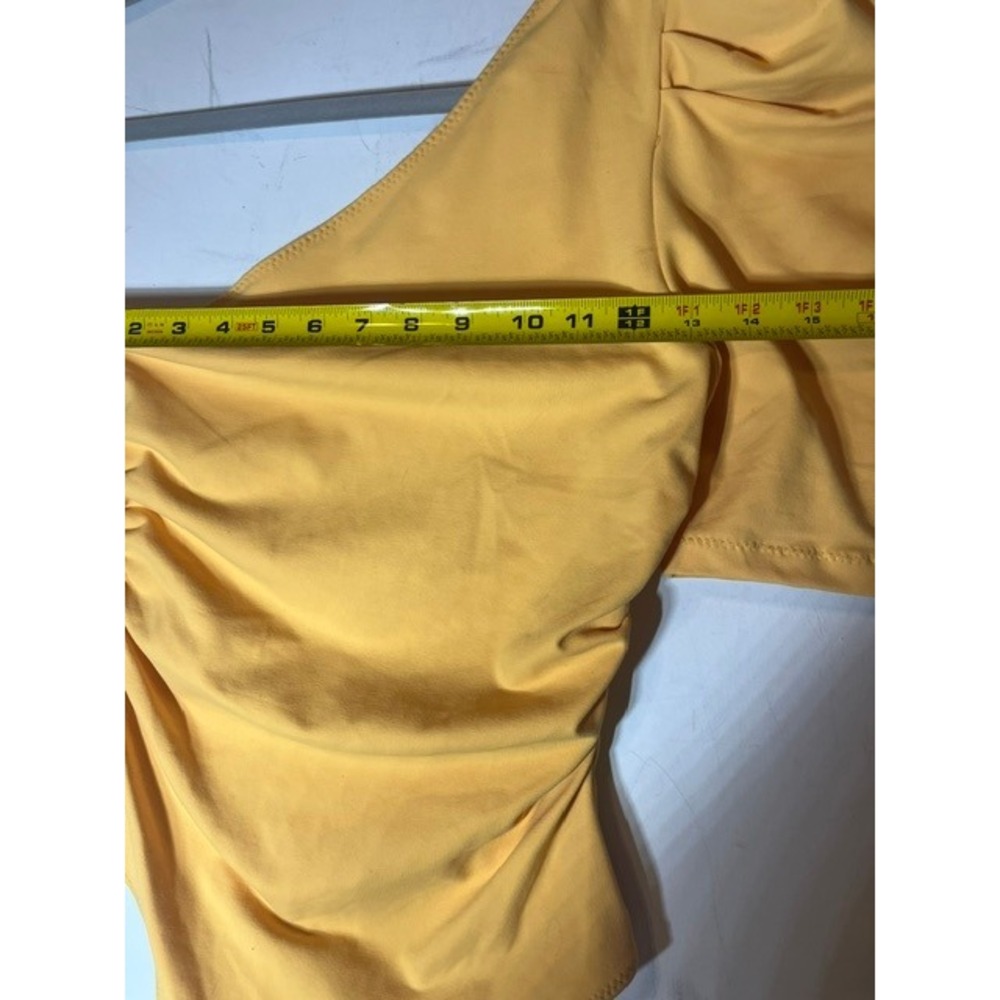 Intimately Free People One Shoulder Puff Sleeve READ Yellow Ruched Thong XS - Picture 8 of 8